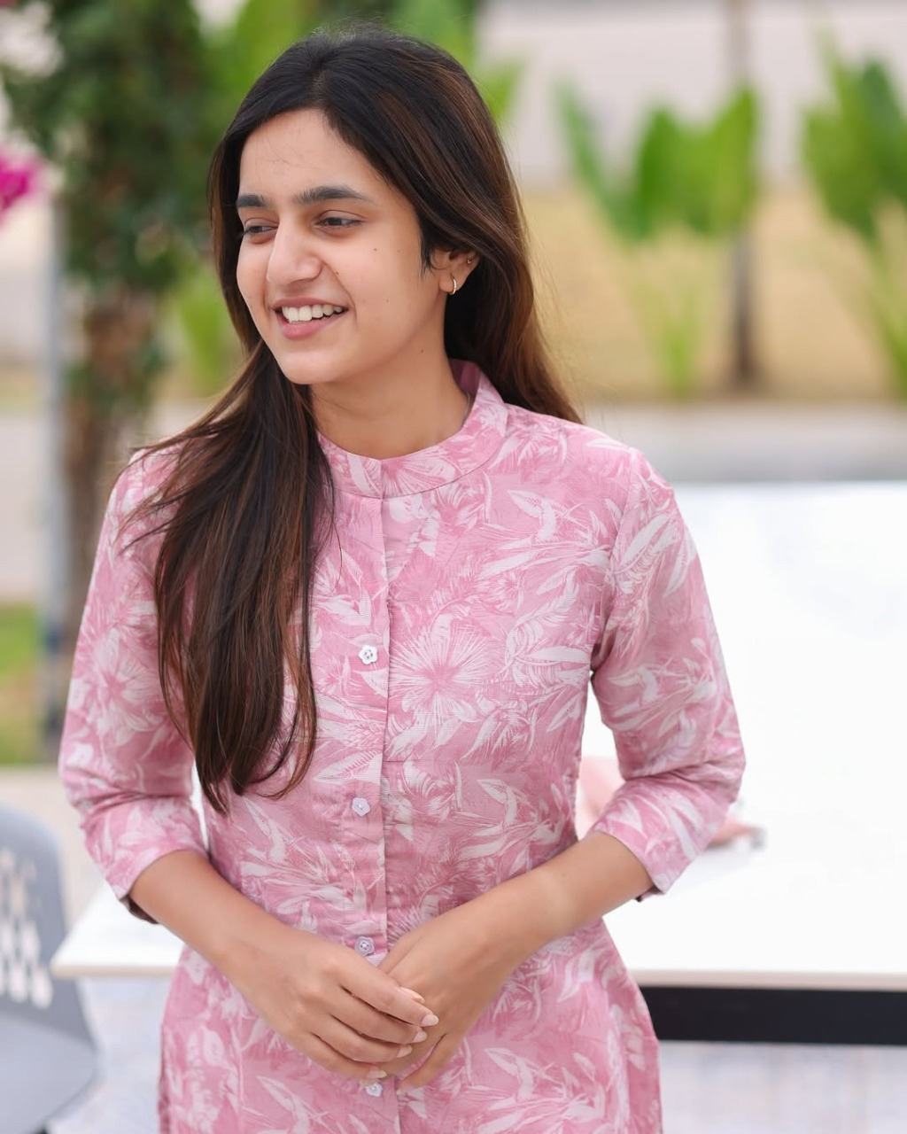 Pink Rose Cotton Kurti