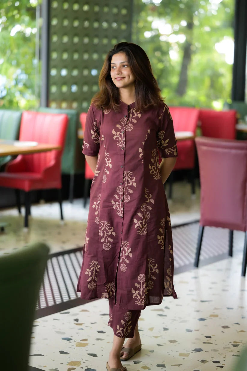 Maroon Sunshine Cotton Co-ord Set