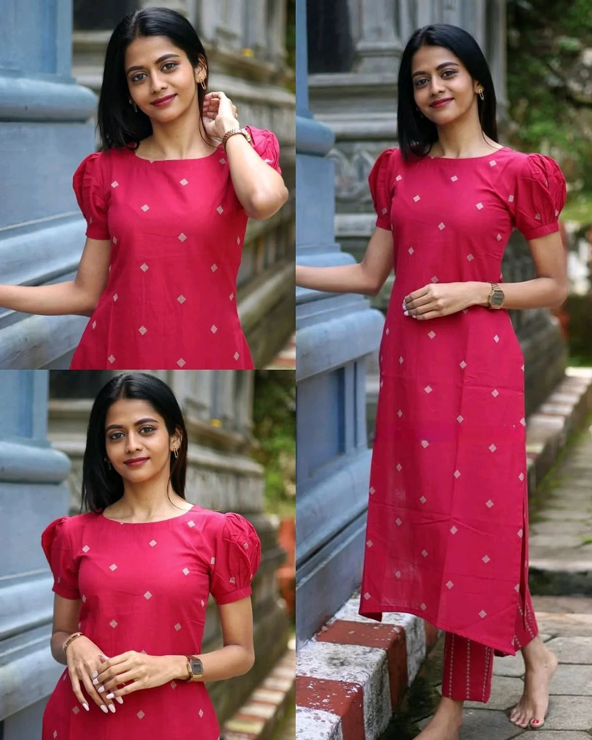 Pink Blossom Cotton Kurti