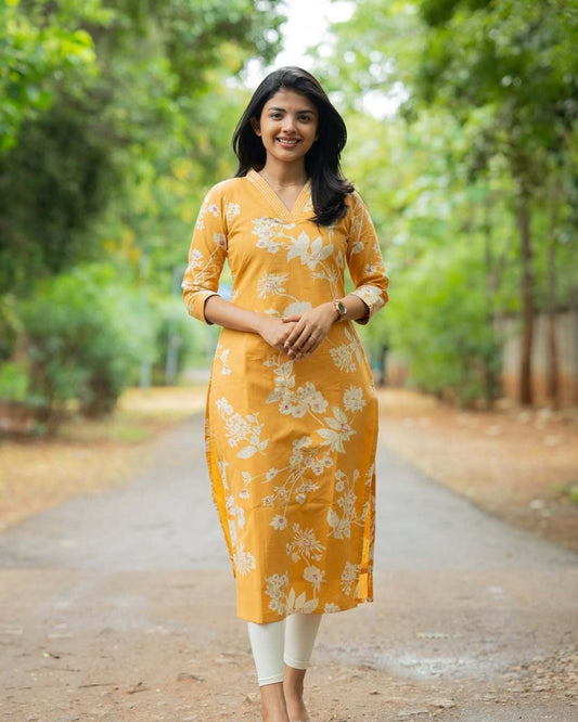 Mustard Magic Cotton Kurti